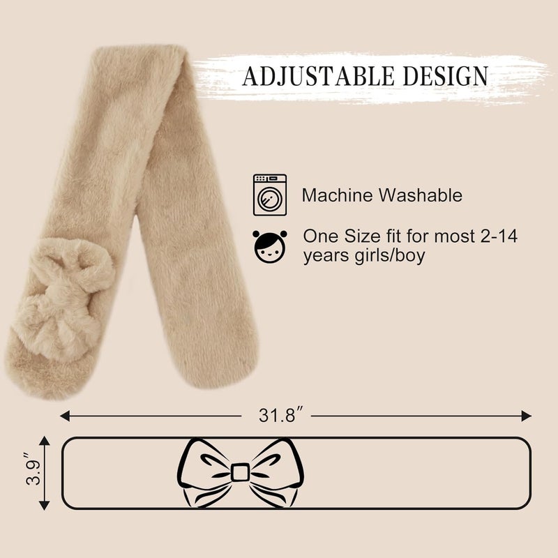 YATANAM Girls Scarf Fuzzy Fleece Kids Scarves Winter Warm Scarf Toddler Adjustable Soft Neck Warmer - Image 4
